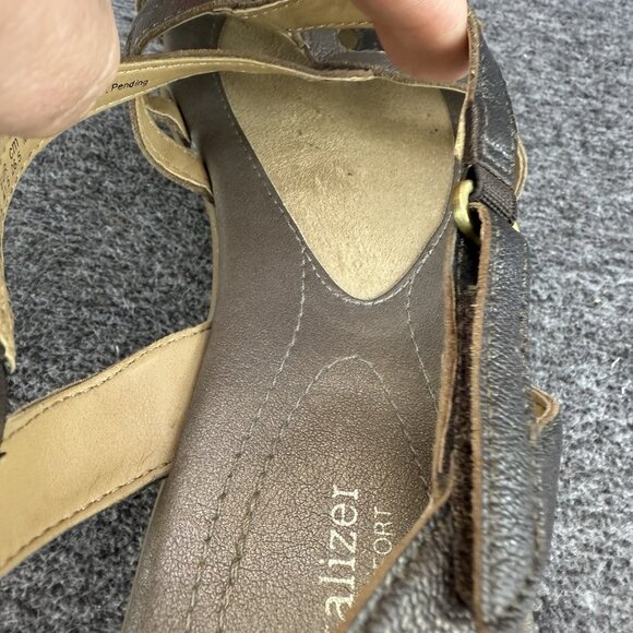 ✅Naturalizer Catrina Sandals Womens 9.5N Bronze Pewter Leather Strappy Slingback - Picture 4 of 10